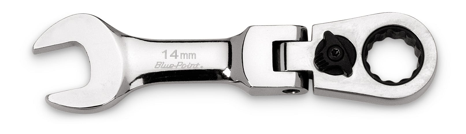 14 mm 12-Point Metric Midget 15° Offset Box Flex-Head Ratcheting Combination Wrench (Blue-Point®) | BOERMSF14 14 mm 12-Point Metric Midget 15° Offset Box Flex-Head Ratcheting Combination Wrench (Blue-Point®) | BOERMSF14